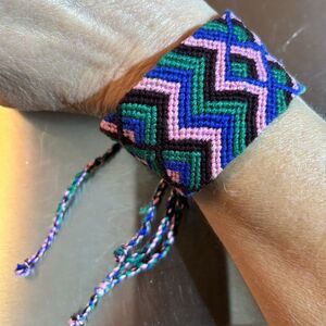 Shades of Blue & Purple Woven Thread Adjustable Bracelet – 6.25 + inches